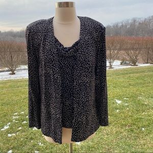 Alex Evenings Metallic Open Front Jacket with Matching Tank